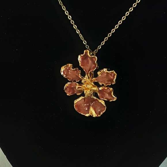 24K Gold Plated Singapore Orchid Copper Brooch/Pendant - Picture 2 of 7